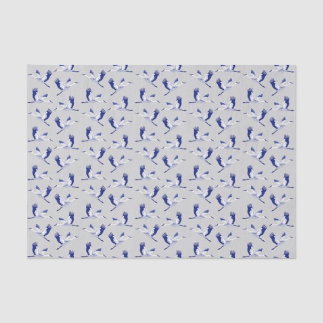 Papier Mousseline Grues bleues et blanches (Recto)