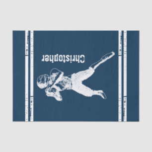 Papier Mousseline Grunge Football Quarterback Bleu et blanc