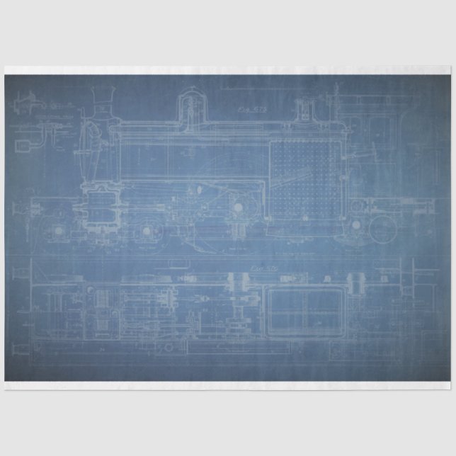 Papier Mousseline Grunge Train Blueprint Mobilier Decoupage Papier (Recto)
