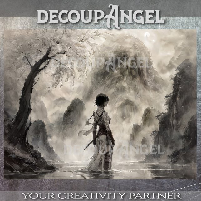 Papier Mousseline Guerrière de l'Asie antique - découpage - (Créateur téléchargé)