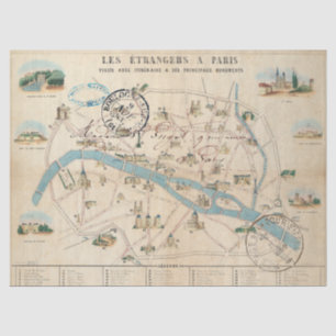 Papier Mousseline Guide des cartes des monuments de Paris Vintage