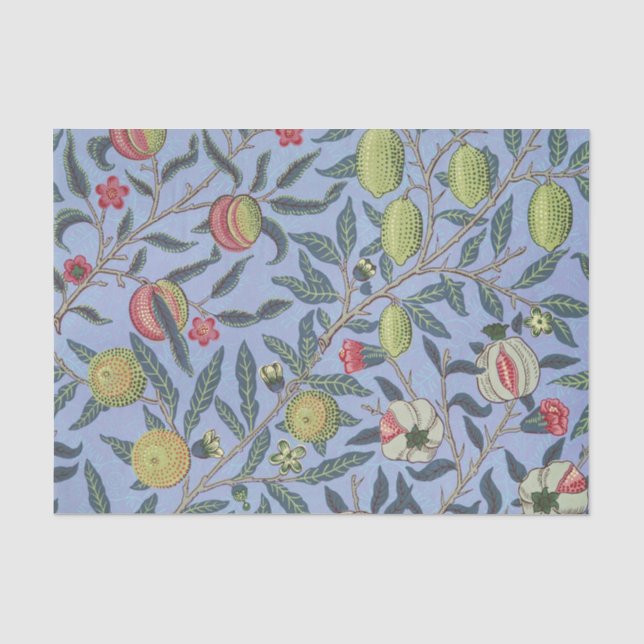 Papier Mousseline Guillaume Morris Fruit Pomegranate Blue Orament (Recto)