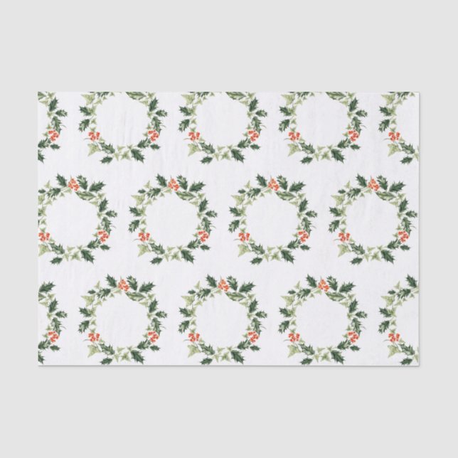 Papier Mousseline Guirlande de Noël de houx et de lierre (Recto)