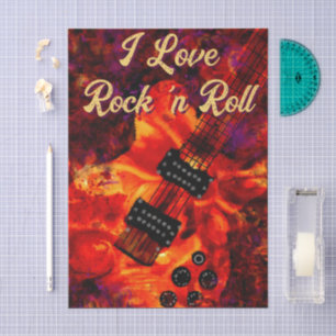 Papier Mousseline Guitare électrique Red Black Rock n Roll Decoupage