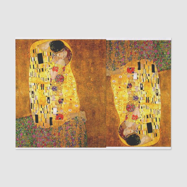 Papier Mousseline Gustav Klimt, Le Baiser, Papier    Tissu (Recto)