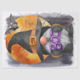 Papier Mousseline Halloween Aquarelle Boo Gnome