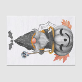 Papier Mousseline Halloween Aquarelle Citrouille Gnome