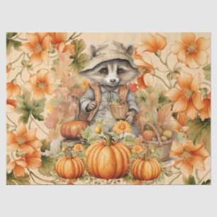 Papier Mousseline Halloween Aquarelle Raccoon & Découpage Citrouille