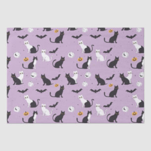 Papier Mousseline Halloween chat violet