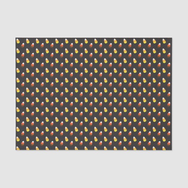 Papier Mousseline Halloween chocolat bonbon maïs sur noir (Recto)