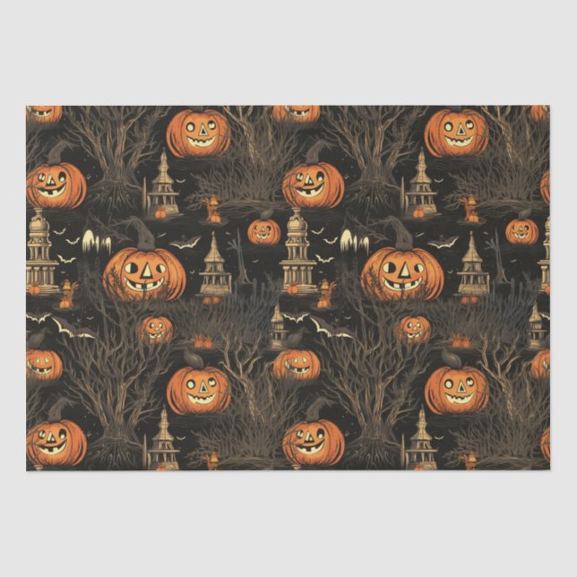 Papier Mousseline Halloween Citrouille Dark (Recto)