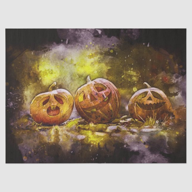 Papier Mousseline Halloween Citrouilles amusants Découpage papier de (Recto)