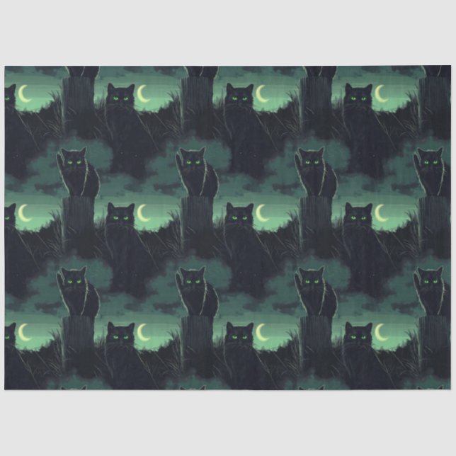 Papier Mousseline Halloween de chat noir (Recto)