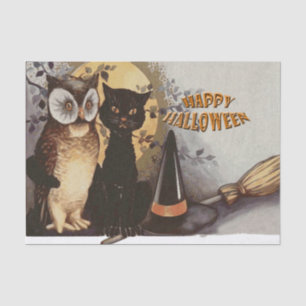 Papier Mousseline Halloween de hibou et de chat