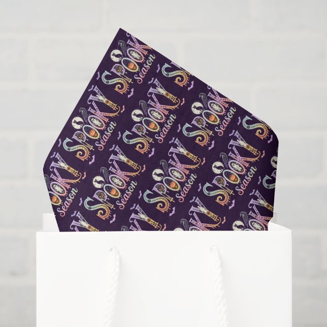 Papier Mousseline Halloween de la saison éffrayante (Sac cadeau)