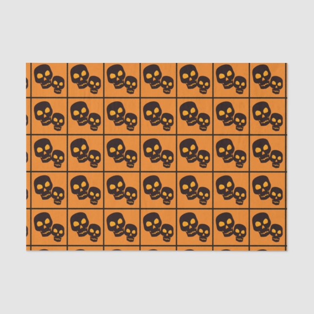 Papier Mousseline Halloween des crânes noirs (Recto)
