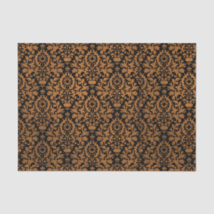Papier Mousseline Halloween Distressed Victorian Orange Black Damask