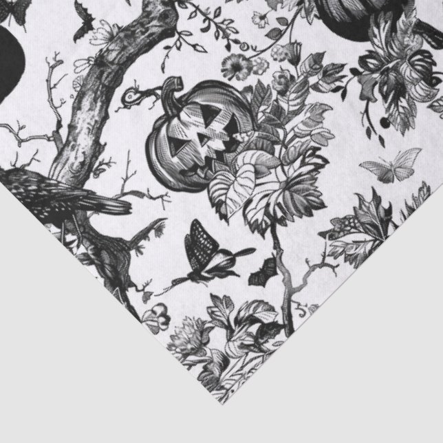 Papier Mousseline Halloween en toile noire et blanche (Détail)