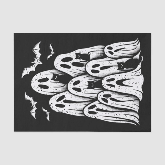 Papier Mousseline Halloween Ghost Chats Lover automne Éffrayante sai (Recto)