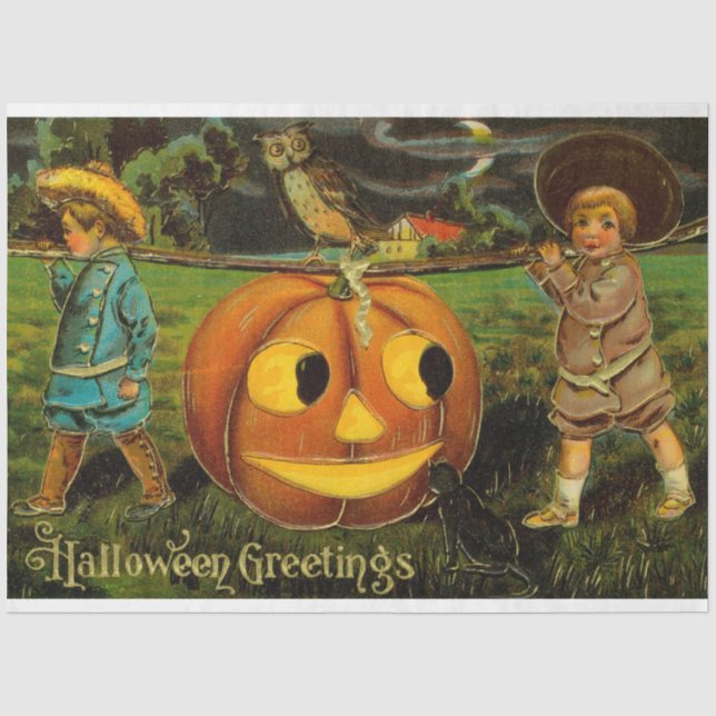 Papier Mousseline Halloween Jack-o-Lantern nuit de récolte par les e (Recto)