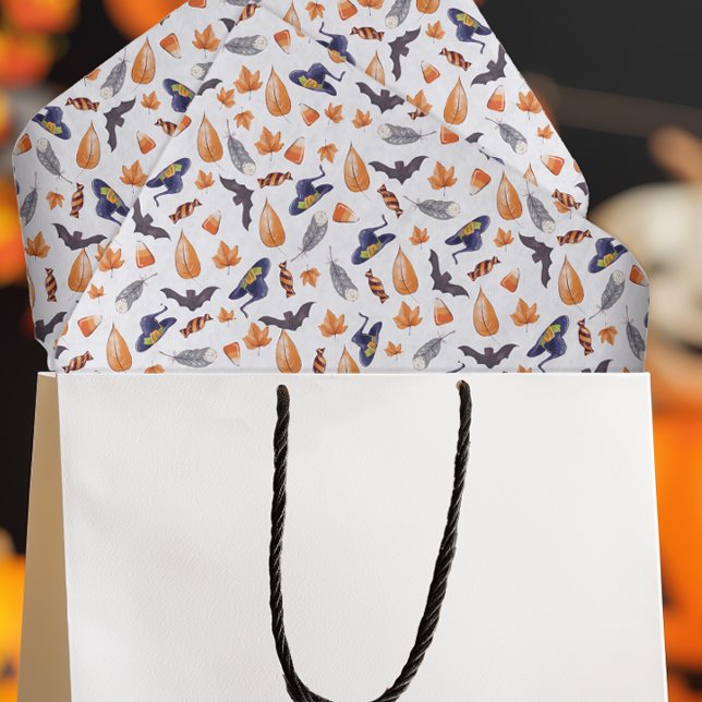 Papier Mousseline Halloween lunaire (Whimsical Halloween Tissue Paper for Gift Wrapping or Decoupage)