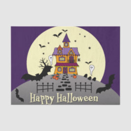 Papier Mousseline Halloween Maison hantée Chauve-chauve Pleine lune 