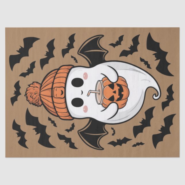 Papier Mousseline Halloween mignon Fantôme automne Éffrayante saison (Recto)