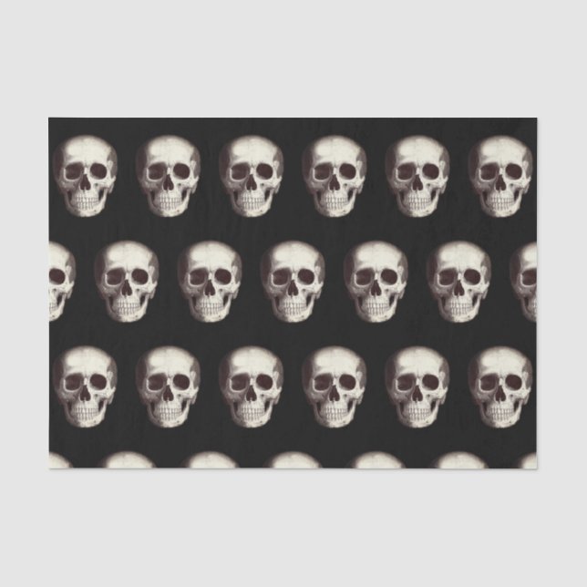 Papier Mousseline Halloween Motif de crâne noir effrayant (Recto)