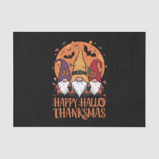 Papier Mousseline Halloween Noël Joyeux HalloMerciMas Gnomes (Recto)