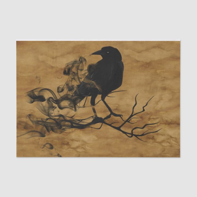 Papier Mousseline Halloween noir corbeau effrayant (Recto)