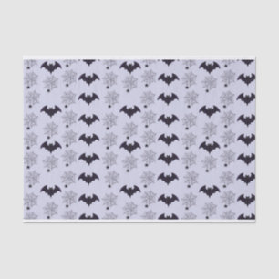 PAPIER MOUSSELINE HALLOWEEN NOIR & GRIS BATS & SPIDER WEBS