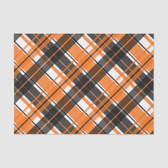 Papier Mousseline Halloween noir orange et blanc plaid (Recto)