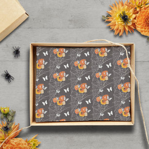 Papier Mousseline Halloween papillon floral araignée Web gris orange
