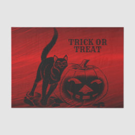 Papier Mousseline Halloween Parti mal noir Chat Citrouille rouge peu