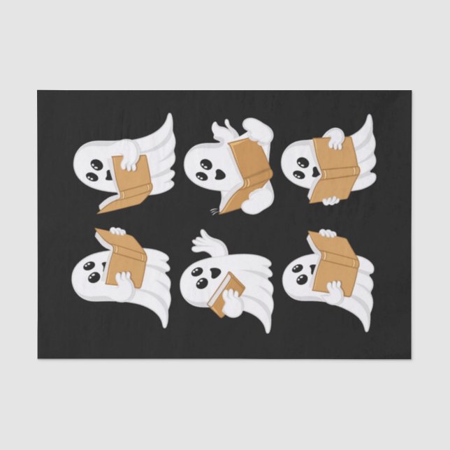 Papier Mousseline Halloween Professeur Ghost Lecture Livres Librairi (Recto)