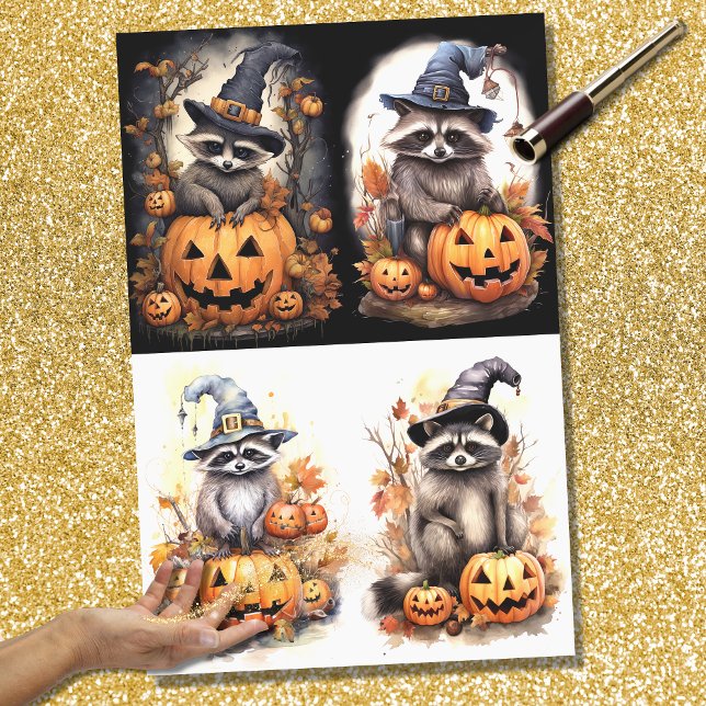 Papier Mousseline Halloween Raccoon Collage 1 papier découpage (Créateur téléchargé)