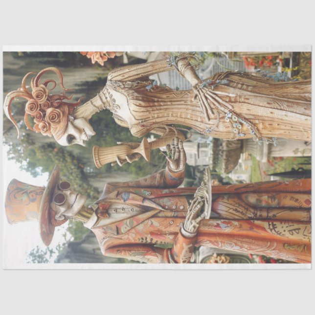 Papier Mousseline Halloween Skelton Couple Decoupage (Recto)