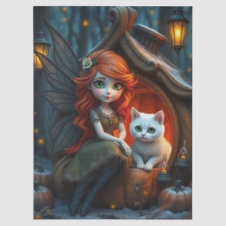 Papier Mousseline Halloween Spooky Cat and Fairy Fantasy  Tissue Pap