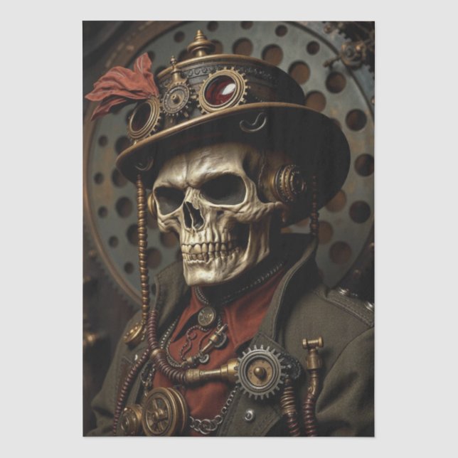 Papier Mousseline Halloween Steampunk Skeleton (Recto)