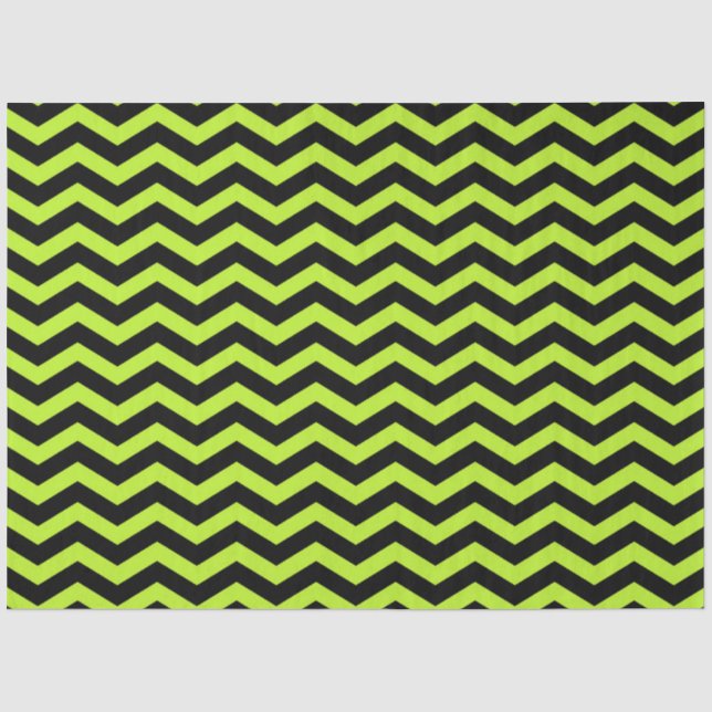 Papier Mousseline Halloween Style | Peridot Green Black Chevron (Recto)