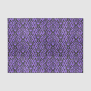 Papier Mousseline Halloween Victorian Purple et Black Brocade Damask