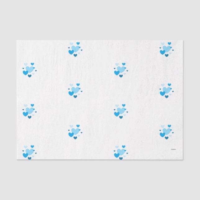 Papier Mousseline HAMbyWG - Coeurs bleu bébé (Recto)