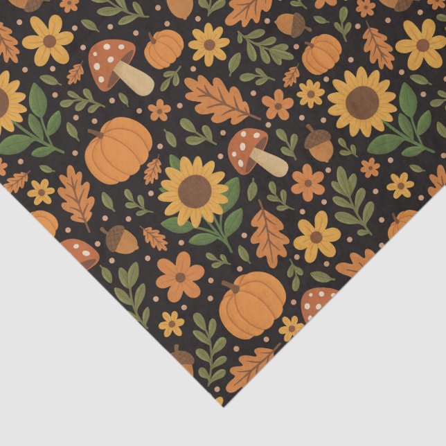 Papier Mousseline Hand Drawn Rustic Fall Pattern Tissue Paper (Détail)