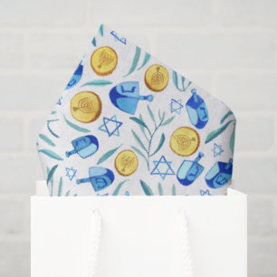 Papier Mousseline Hanoukka Dreidel Juif Motif aquarelle
