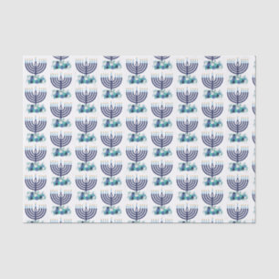 Papier Mousseline Hanoukka Floral Menorah Motif