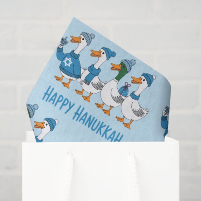 Papier Mousseline Hanukkah Ducks  (Sac cadeau)