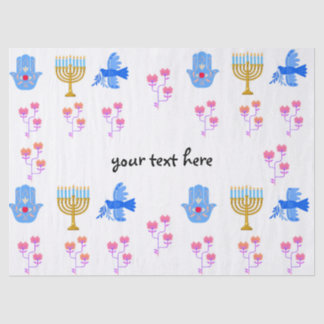Papier Mousseline Hanukkah tissue Paper – Menorah, Hamsa, Dove