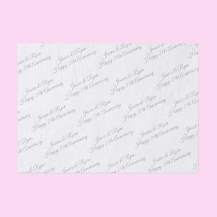Papier Mousseline Happy 25th Anniversary DIY Names/Year Grey Script
