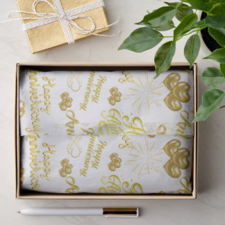 Papier Mousseline Happy Anniversary  Elegant Gold Text