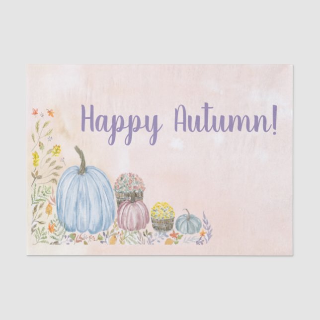 Papier Mousseline Happy Automne Aquarelle Pastel Citrouilles avec ma (Recto)